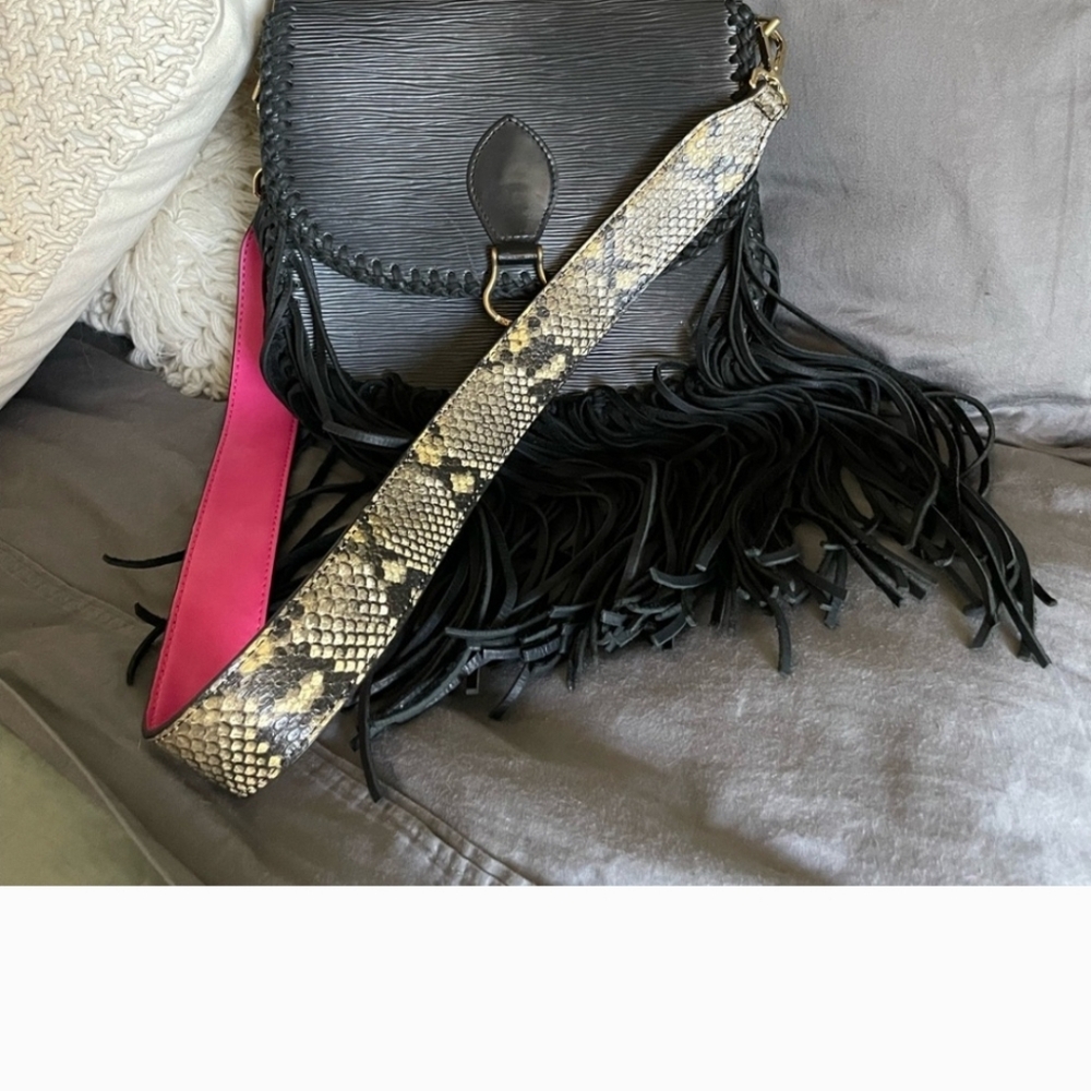 Vintage Louis Vuitton Epi Upcycled Boho Fringe Leather Crossbody - Picture 2 of 7